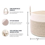 OrganiHaus Brown Towel Basket for Bathroom 20x13 Large Toy Basket for Storage for Kids Large Blanket Basket for Living Room Round Laundry Basket &